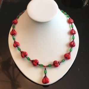 Ceramic Lady Bug necklace